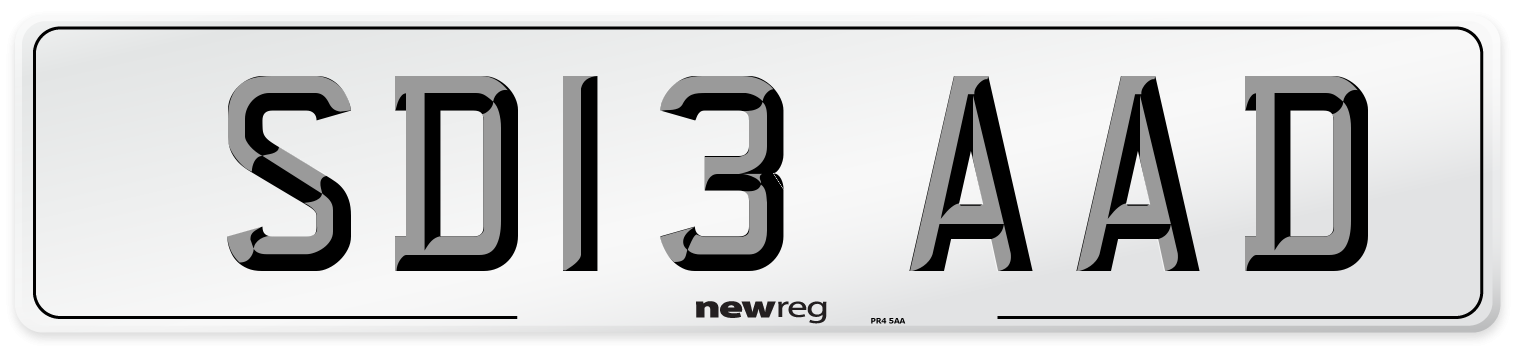 SD13 AAD Number Plate from New Reg
